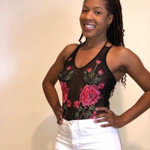 Floral mesh bodysuit